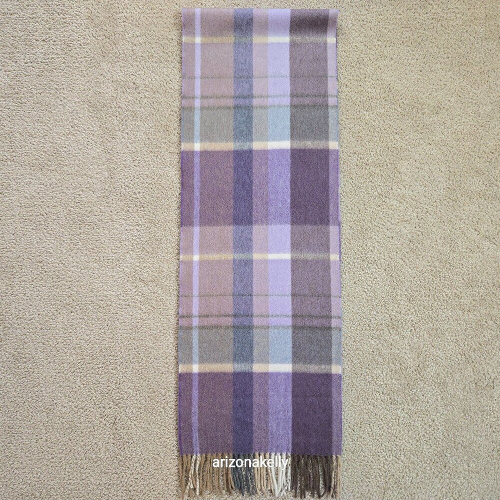 Luxurious Cashmere Scarf Purple Plaid Thick Plush - Picture 1 of 13